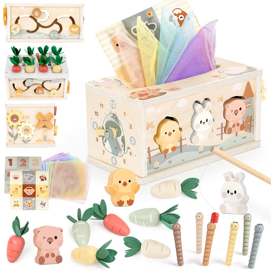 Joyreal 8-in-1 activity cube carrot harvest showcases tactile play that builds fine motor skills.