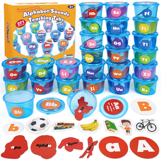 Joyreal Alphabet Soup Sorters Cans helping toddlers practice letter recognition through sorting.
