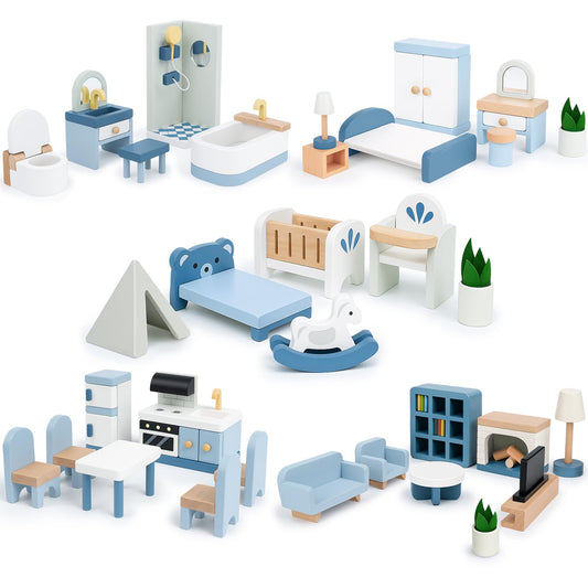 Joyreal wooden dollhouse bathroom furniture for safe, imaginative play