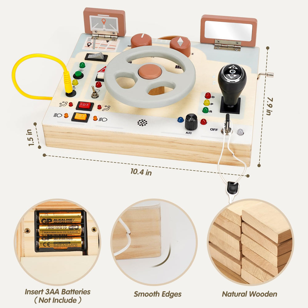 Joyreal busy board with built-in handle is travel-friendly for planes and road trips.