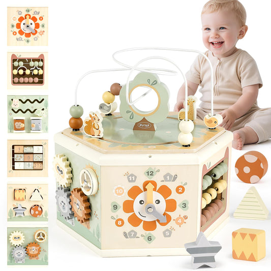 Joyreal Wooden Activity Cube bead maze for engaging early fine motor skills
