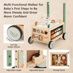 Joyreal wooden baby walker large storage box keeps toys organized.