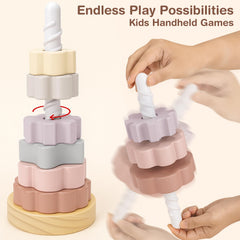 Joyreal spinning toy shows discs spinning on spiral pole for hand-eye coordination
