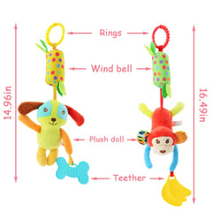 Joyshare baby hanging rattle set—four colorfully designed pals in one pack