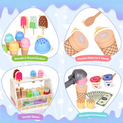 JOYSINTOY wooden spoons encourage precise picking during pretend cafe.