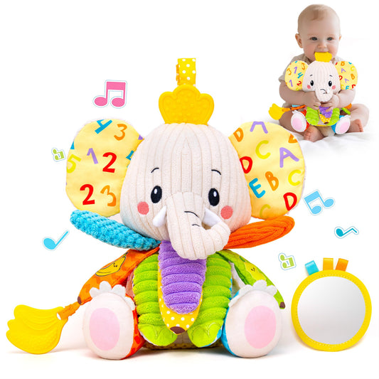 JoySpark Baby Elephant with crinkle-paper interior for tactile exploration.