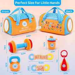 JoySpark Toys alphabet-printed gym bag sparks early learning during playtime.