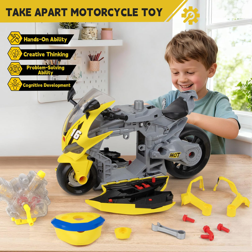 JoySpark Toys detachable engine shell reveals gears and pistons in action
