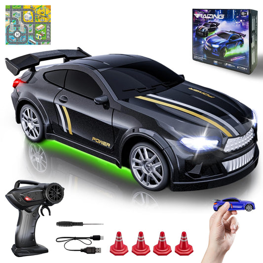 JoySpark Toys mini RC drift car at 1:64 scale ready for desk racing.