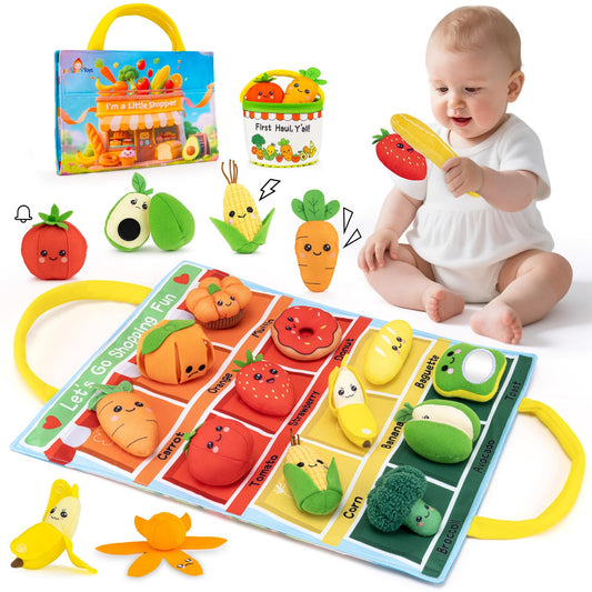 JoySpark Toys My First Shopping Trip tote with pretend foods for imaginative play
