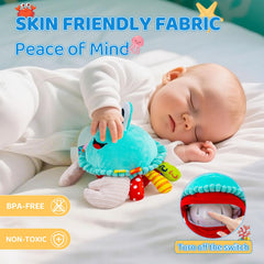 JoySpark Toys soft plush finish is gentle on baby skin during cuddle time.