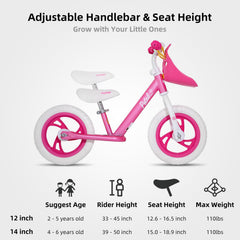 JOYSTAR 12-inch balance bike seat closeup with soft padded saddle.