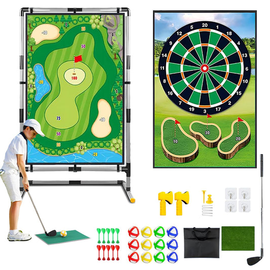 Joysweetoy golf chipping stand side view for backyard practice and game nights.