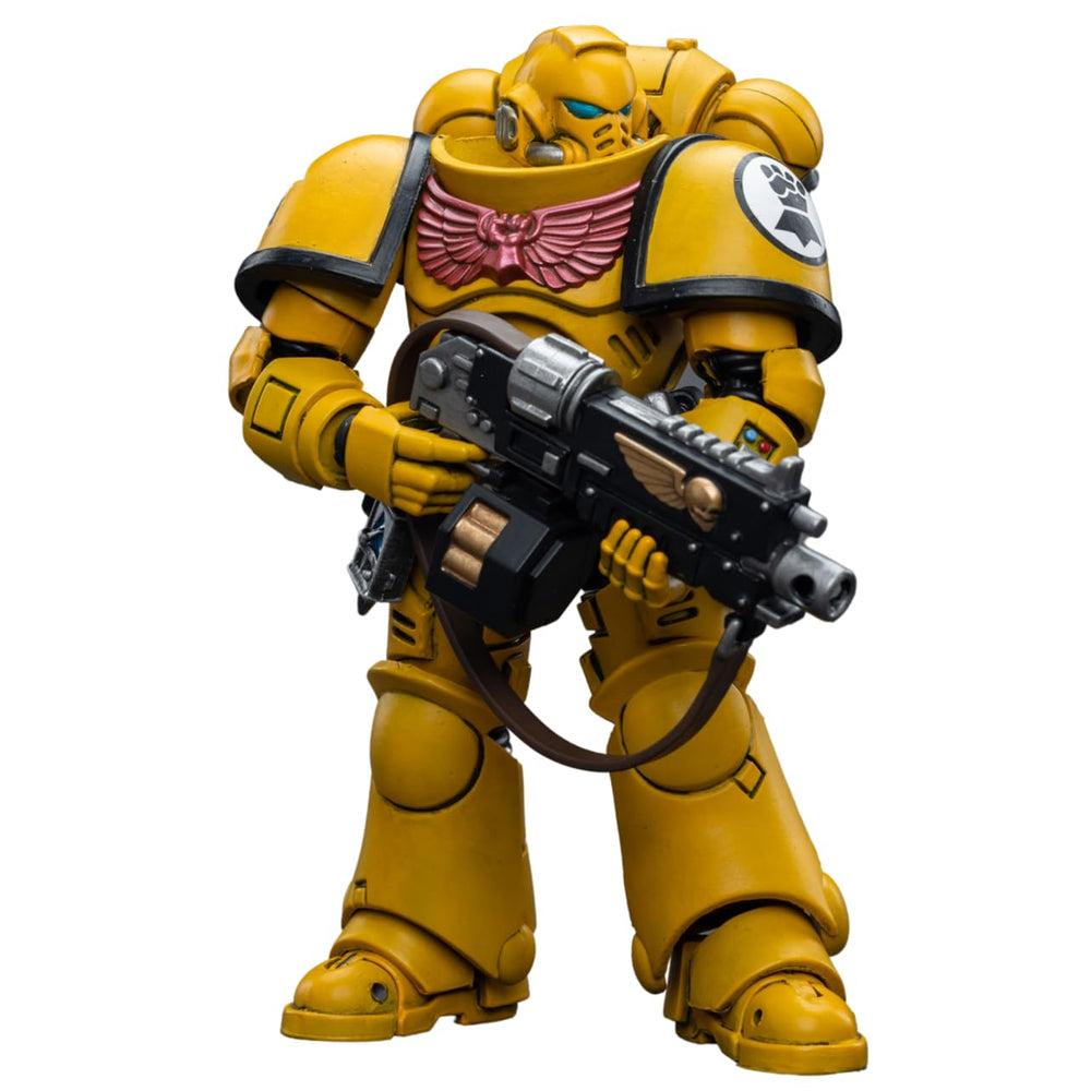 JOYTOY 1/18 Imperial Fists Intercessors front view highlights a bold pose for display.