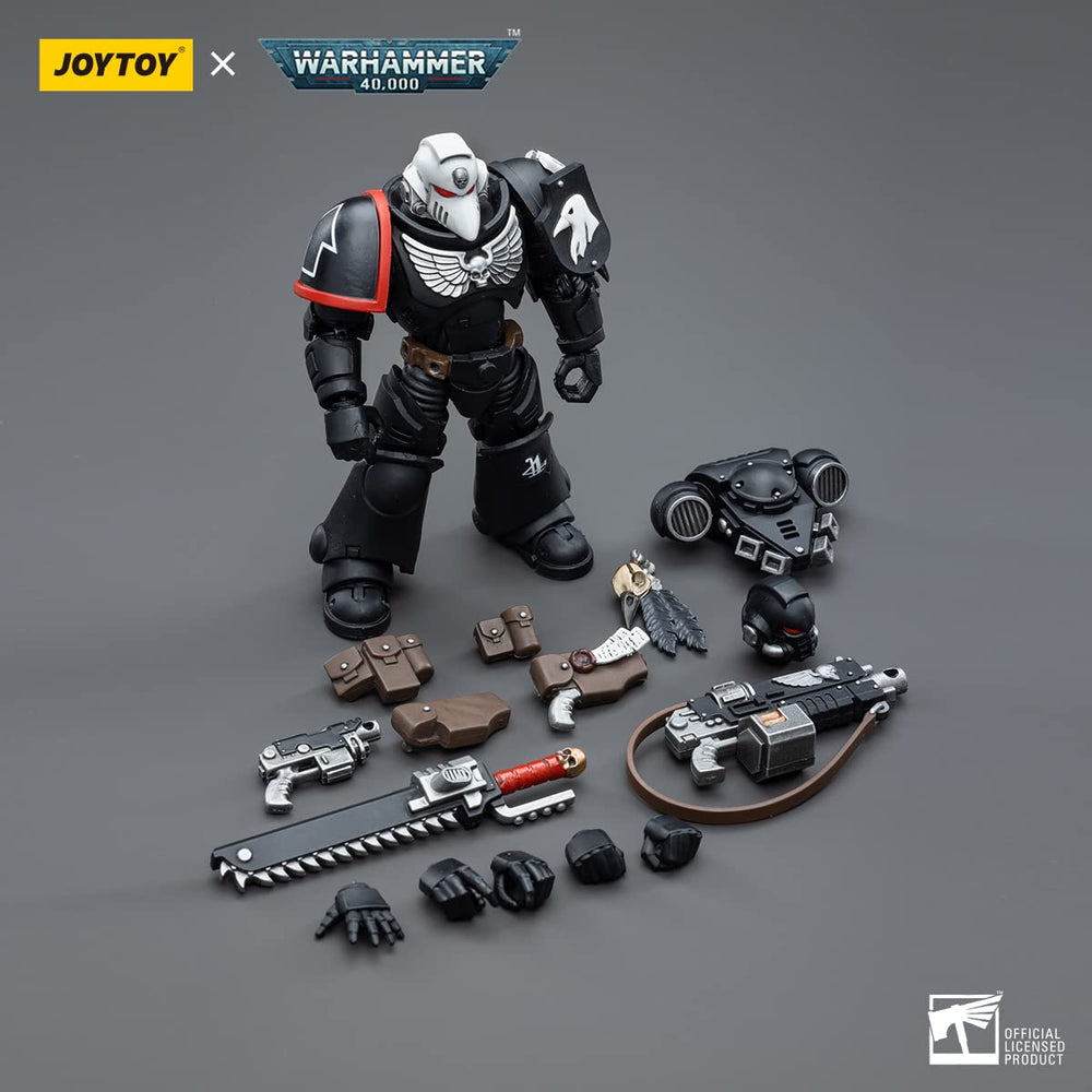 JOYTOY Raven Guard Intercessors Sergeant Rychas weathered effects for realism.