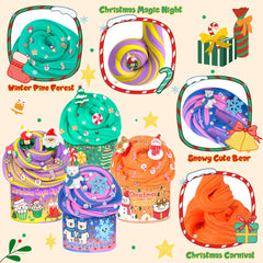 Joytry slime includes polar bear, tree, and snowman add-ins for creative decorating.