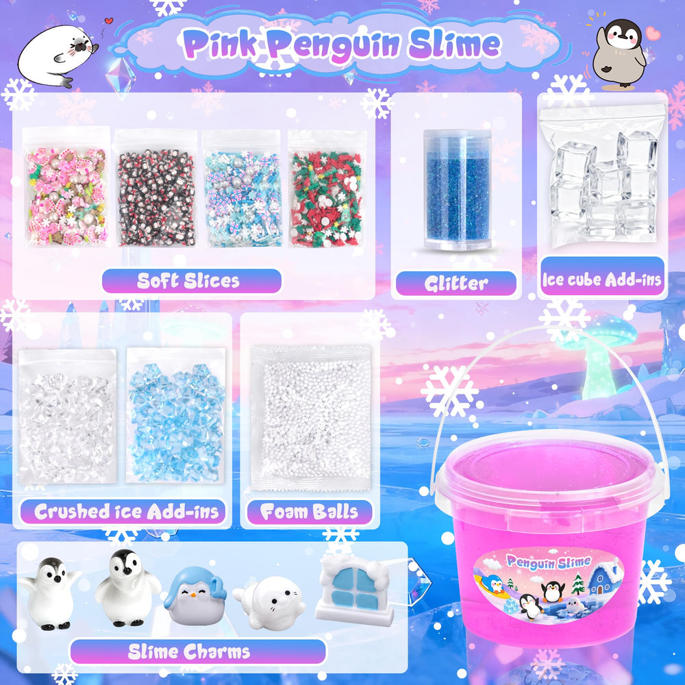 Joytry Penguin Slime Kit packaging shown as a gift-ready present.
