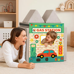 JoyTykes Play Panels repair-shop scene encourages storytelling and cooperative role-play