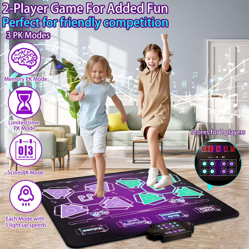 Joyvalley Dance Mat purple, 2-player mode invites friendly competition for siblings.