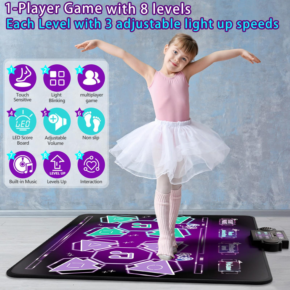 Joyvalley Dance Mat purple adjustable volume for comfortable listening during dance.