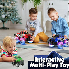 JoyX LED tires illuminated to attract attention during playtime.