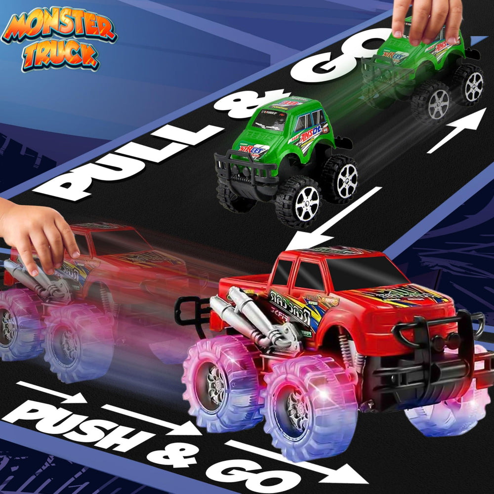 JoyX push-n-go blue car in action showing quick launch and durable design.
