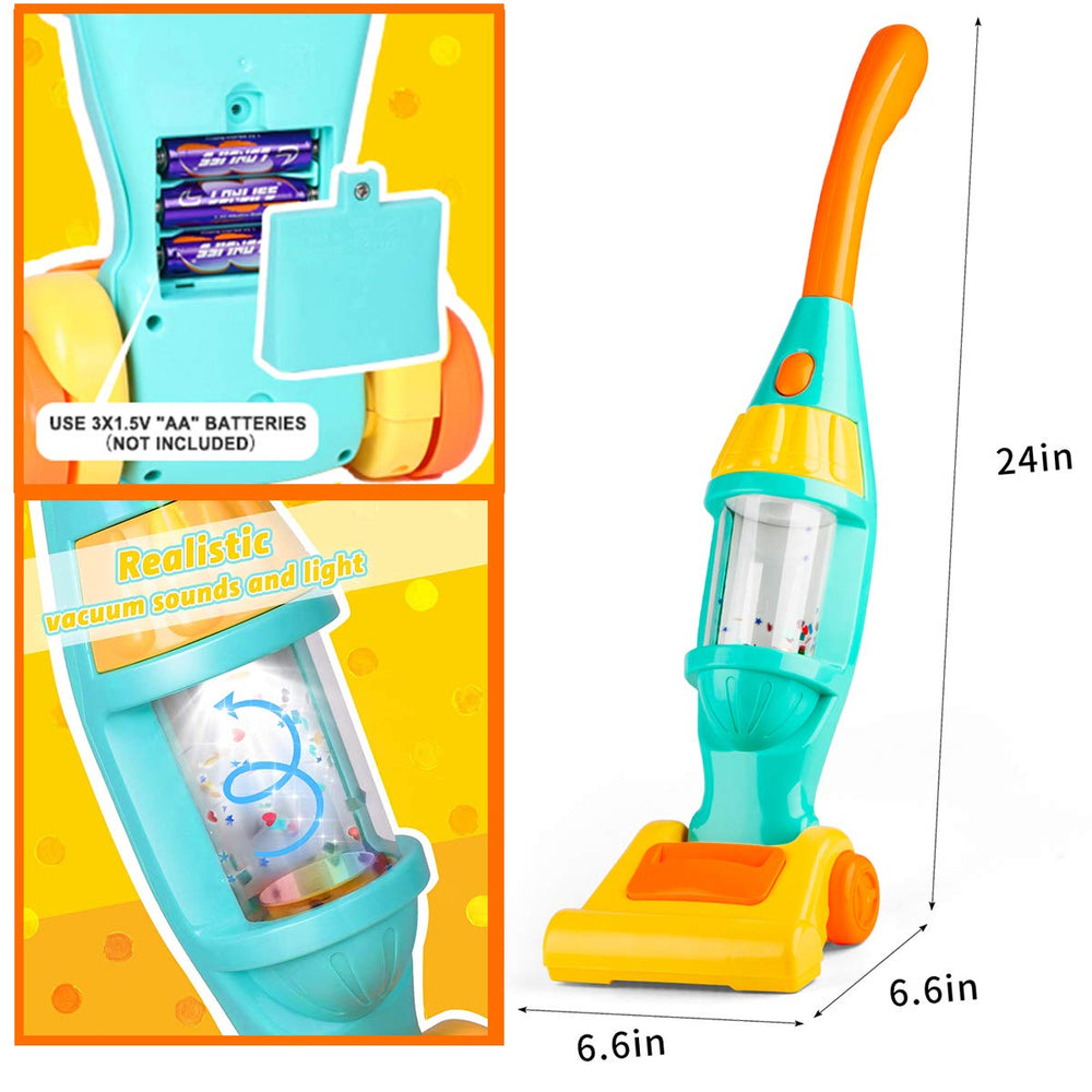 JPSR battery-powered vacuum operates with AA batteries for at-home or classroom play.