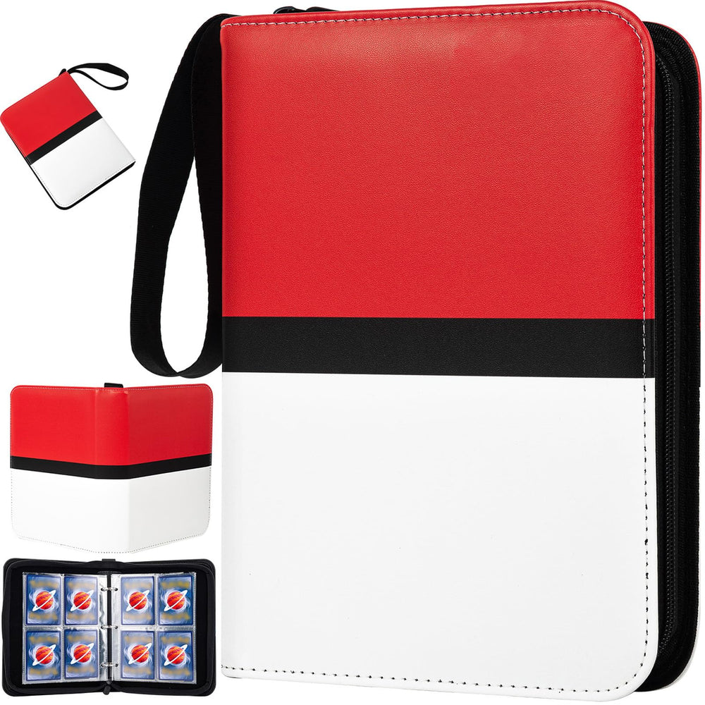 Jravkfi 4-pocket binder red front cover keeps cards protected on the go
