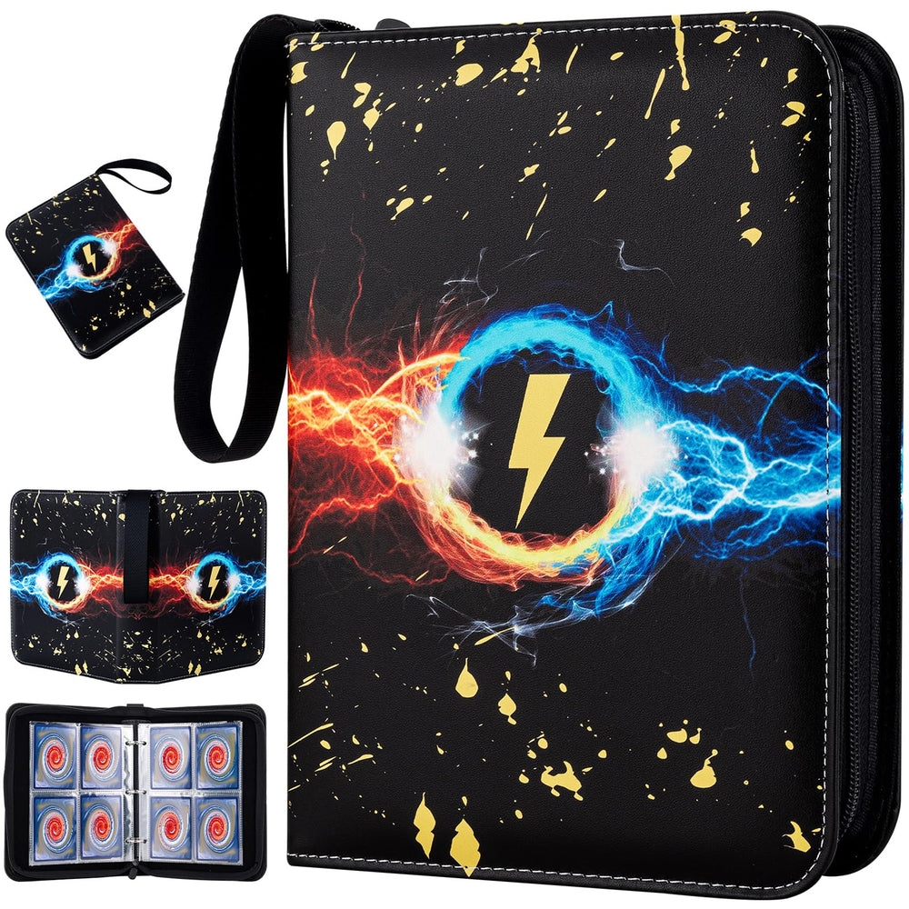 Jravkfi 4-pocket binder front view, durable and portable for card collections.