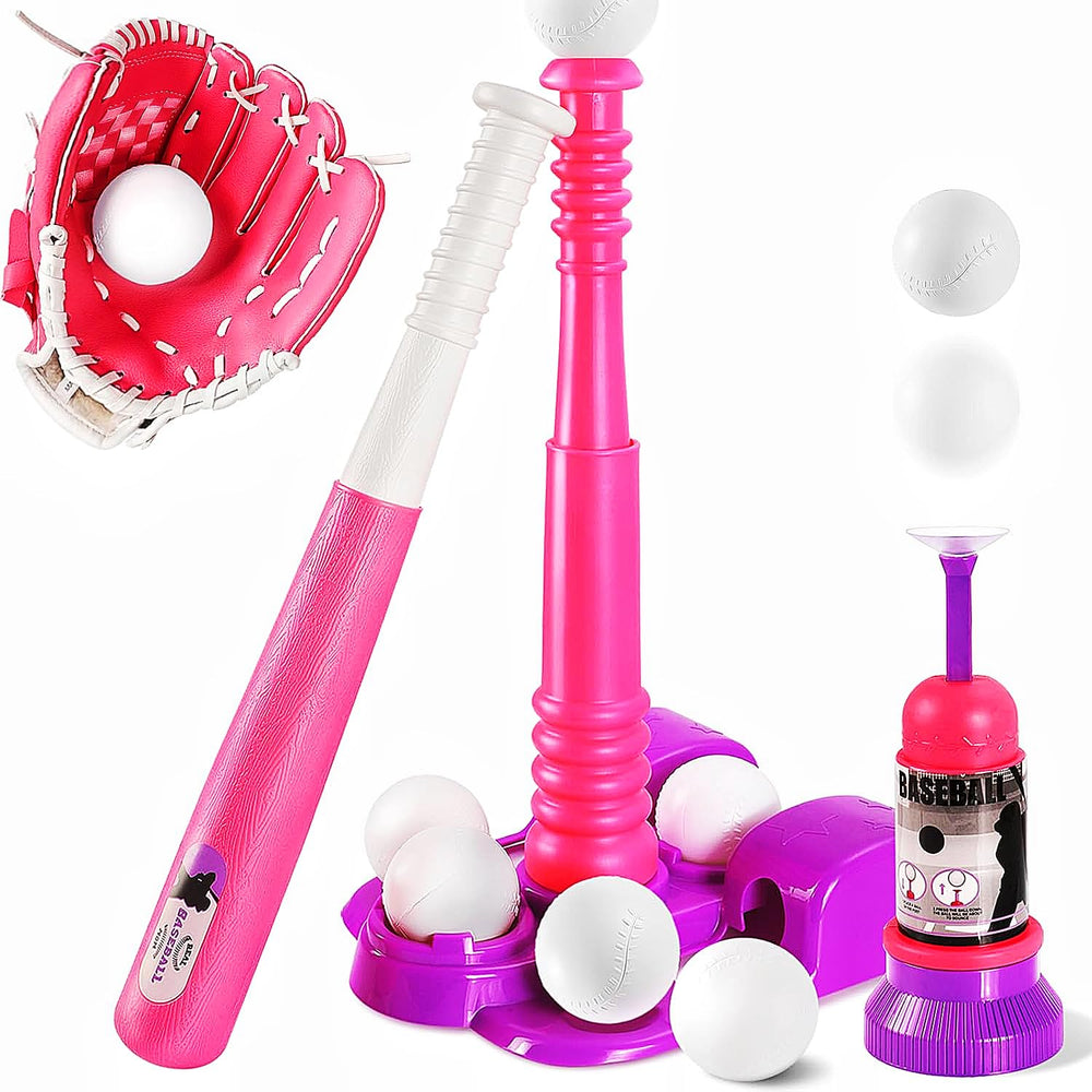 JRVT Erixazs pink Tball set with bat for outdoor beginner practice