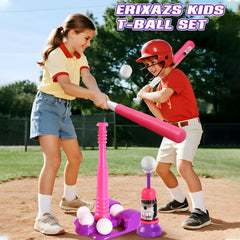 JRVT Erixazs pink Tball set shown during family outdoor play
