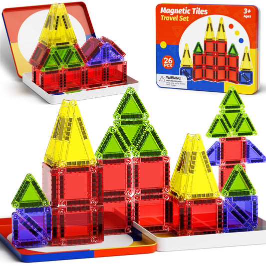 JSDKFJSA magnetic tiles travel set for on-the-go building and imaginative play.