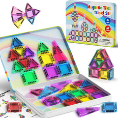 JSDKFJSA magnetic tiles travel set for kids, promoting portable creativity on the go.