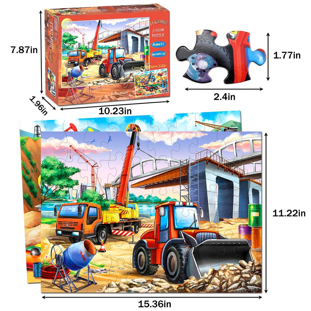 JTKDBJZ puzzle truck 60pc enhances hand-eye coordination through dynamic vehicle scenes.
