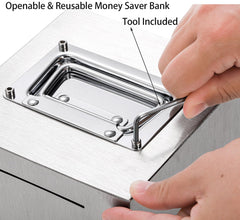 Jucoan piggy bank opened with included screwdriver for reuse.