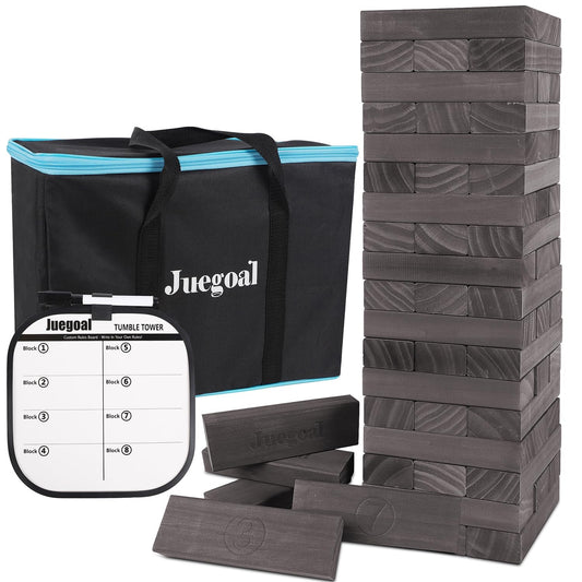 Juegoal 54-piece giant tumble tower grey blocks ready for backyard fun