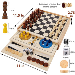 Juegoal 7-in-1 wooden board game set featuring Chinese checkers
