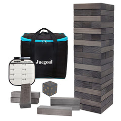 Juegoal giant tumble tower assembly showing stacked blocks for family fun