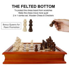 Juegoal handcrafted pine chess pieces gleam with a smooth finish and anti-scratch velvet pads