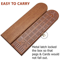 Juegoal cribbage board with open storage for cards and pegs