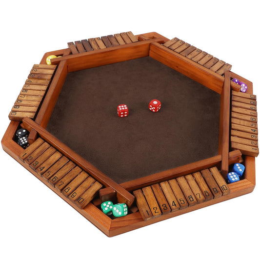 Juegoal wooden shut the box dice box with tiles for up to six players