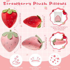 Juexica strawberry pillow small red front view suited for desks and sofas