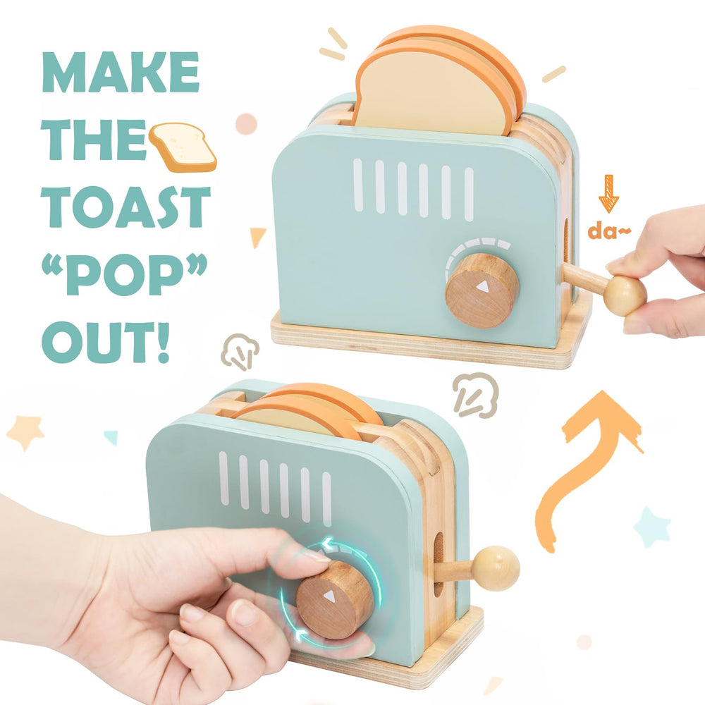 JugueteLand wooden bread slices for colorful pretend meals and dexterity.