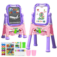Juivin art easel for kids with drawing board and magnetic tiles for creative play.