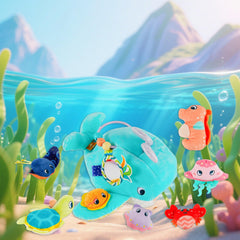 Juivin Ocean Whale jellyfish plush stimulates sensory curiosity during playtime.