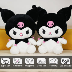Juju Black Kawaii Plush side view, ideal decorative shelf companion.