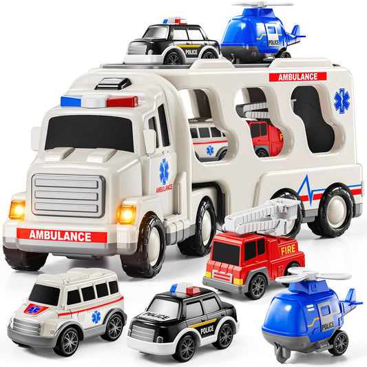JUKUDAHU 5-in-1 ambulance truck set for imaginative play and rescue scenarios.