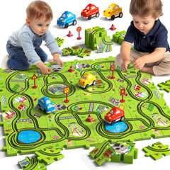 Jukudahu 64-piece puzzle race track set for immersive racing playtime.