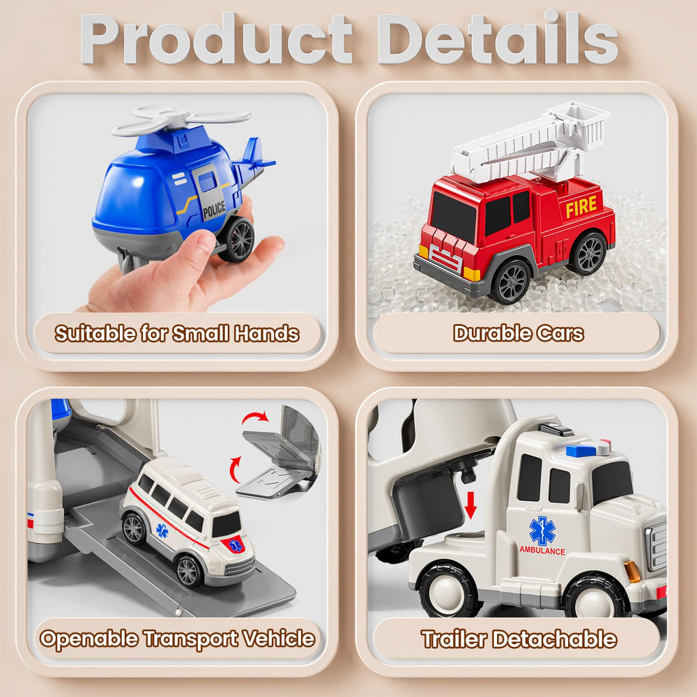 JUKUDAHU fire truck toy inspires heroic play with realistic lights.