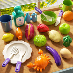 JUKUDAHU Play Sink includes dish drainer for organized pretend washing and drying.